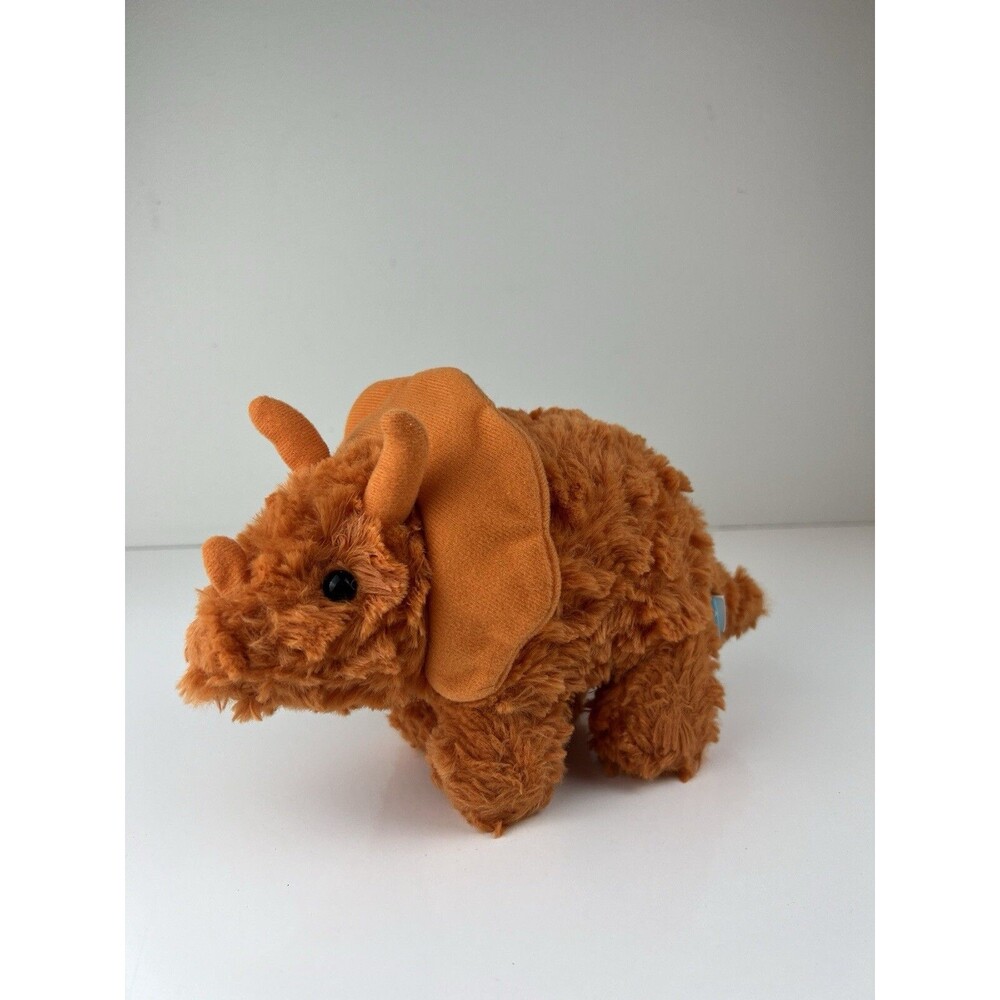 Manhattan Toy Company Orange Triceratops Dinosaur Plush Swirl Fur Stuffed Animal